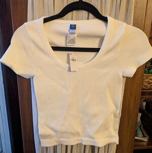 NWT Old Navy White Ribbed Scoop Neck Crop Top